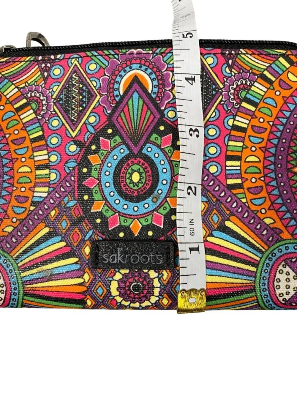 Sakroots artist circle Colorful coated Canvas Wristlet Wallet w/ wrist strap